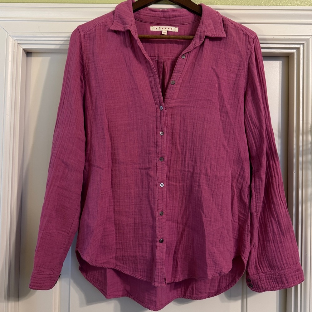 Xirena Pinky Plum Button-Up Shirt